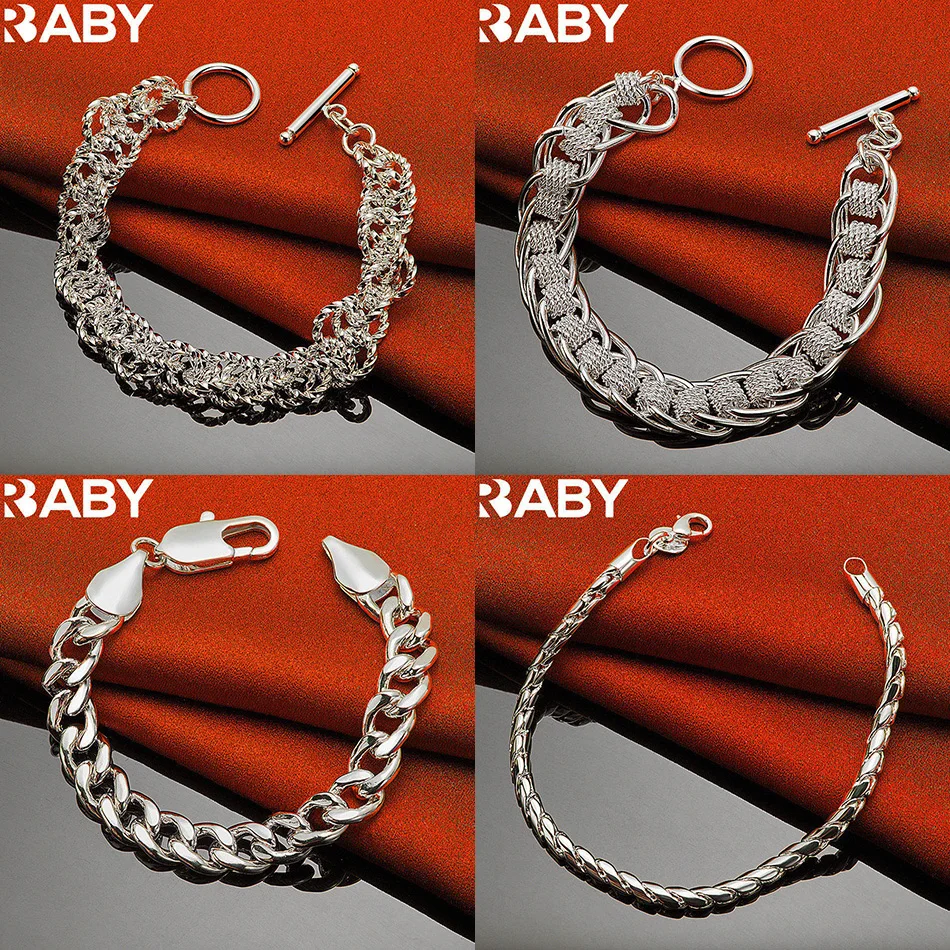 

URBABY 925 Sterling Silver Bracelets For Women Men Anniversary Gift Popular Wild Fashion Romantic Jewelry
