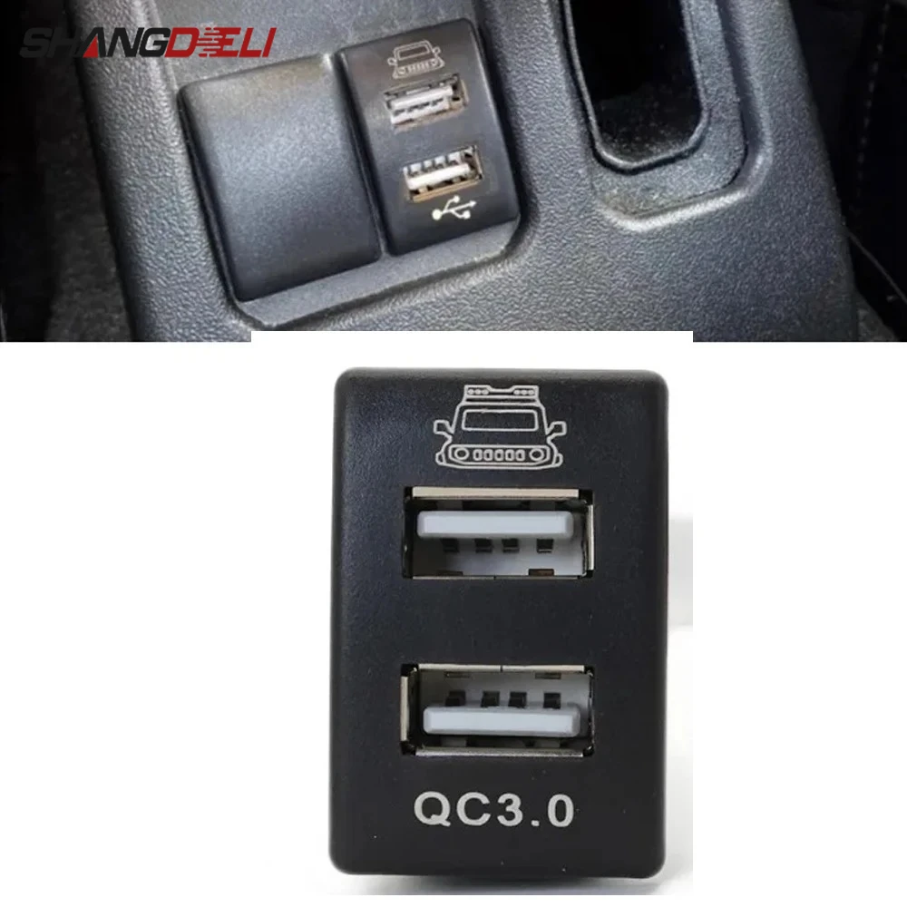 1PC For Suzuki Jimny Modified Dual QC3.0 USB Charger Socket Phone Charge Adapter Outlet Car Accessories