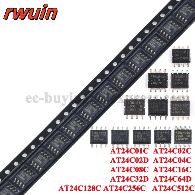 10PCS AT24C01 AT24C02 AT24C04 AT24C08 AT24C16 AT24C32 AT24C64 AT24C128 AT24C256 AT24C512 SOIC-8 EEPROM Serial Memory Storage