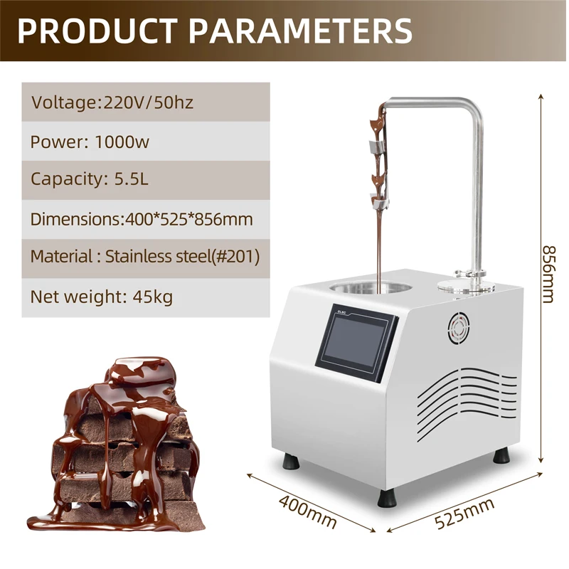 새로운 상업용 5.5L 탁상용 초콜릿 분수 |   디지털 디스플레이 및 디스펜서를 갖춘 템퍼링 멜터