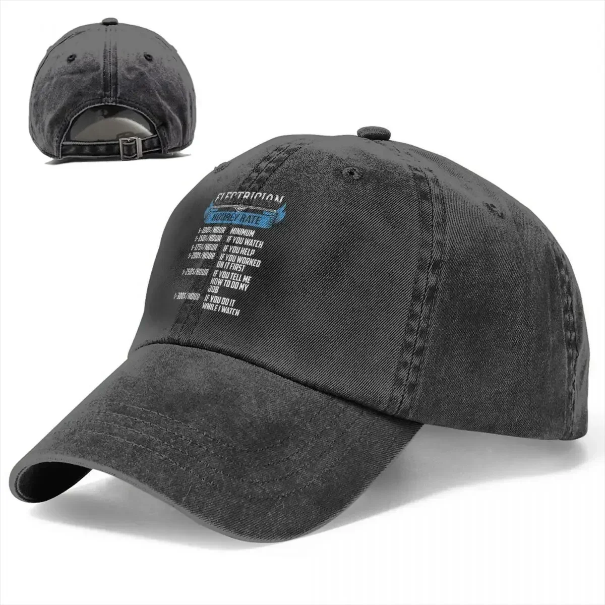 New Electrician Funny Hourly Rates Men Women Baseball Caps Distressed Denim Caps Hat Casual Outdoor Running Golf Snapback Cap