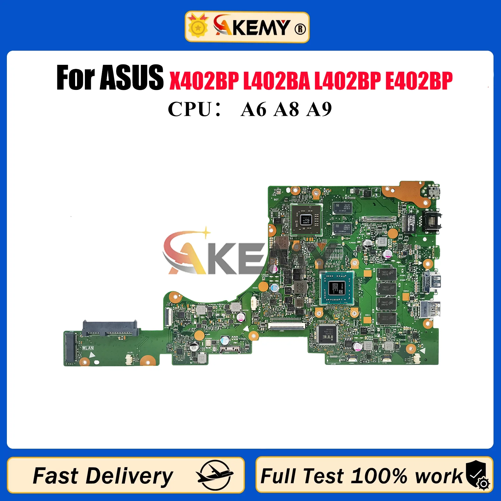 

E402BP Laptop Motherboard For ASUS EeeBook E402B X402BP L402BA L402BP X402BA E402BP Mainboard W/ A6 A8 A9 CPU tests OK fast ship