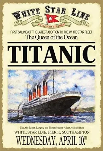 Bidesign-металлический логотип на заказ, Титаник, белая звезда, королевская линия, 8x12, для кафе, ресторана, украшение для дома