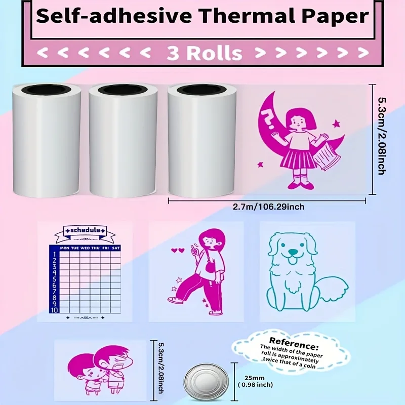 53mm Clear Thermal Paper Color Text on Transparent Background for T02/M02/M02s/M02Pro/M03/ Printers HD Decorative Sticker Labels