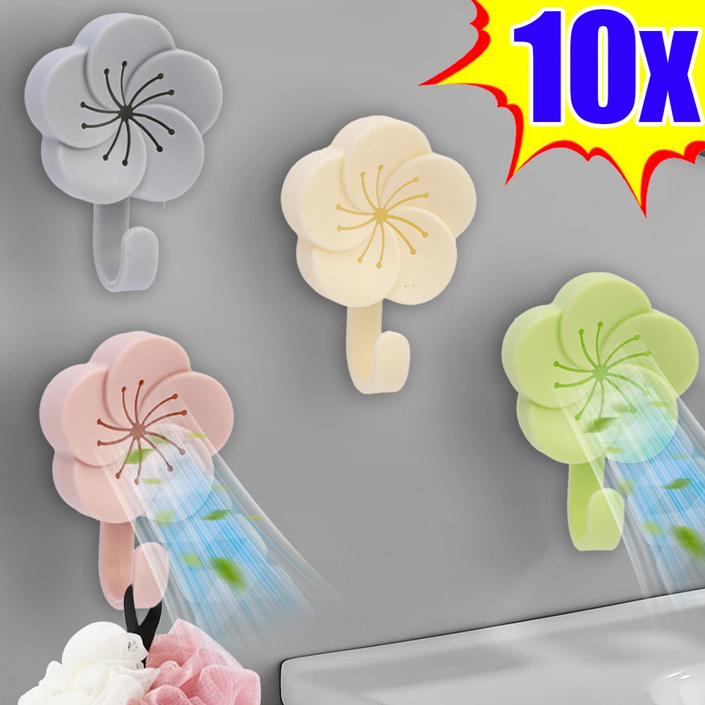 10/1PCS Aromatherapy Cherry Blossoms Hooks Creative Storage Hooks Strong Adhesive Stickers Wall Hooks for Keys Towels Sundry