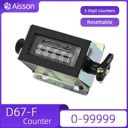 D67-F 5-Digit Counters Mechanical Pull Stroke Manual Punch Press Counter Resettable Complete Sealed Quartz Counter Black Casing