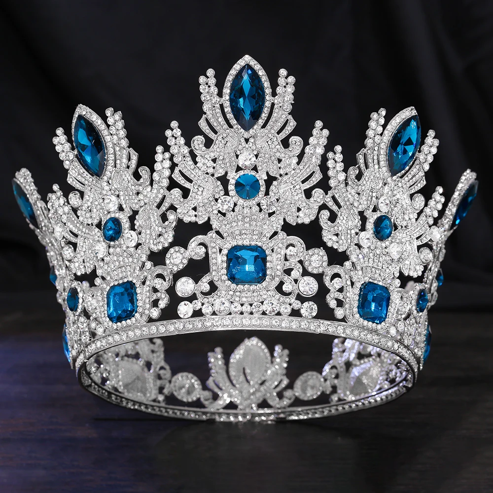 Beauty pageant high-end full-crown bride, crown hair accessory, laurel wreath, Baroque queen catwalk crown, large crown