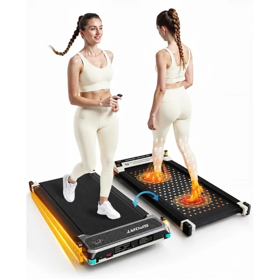 Incline Walking Pad - Dual-Sided 2in1 Treadmill for Home Office: Steel Frame, Black, Foldable Quiet Motor