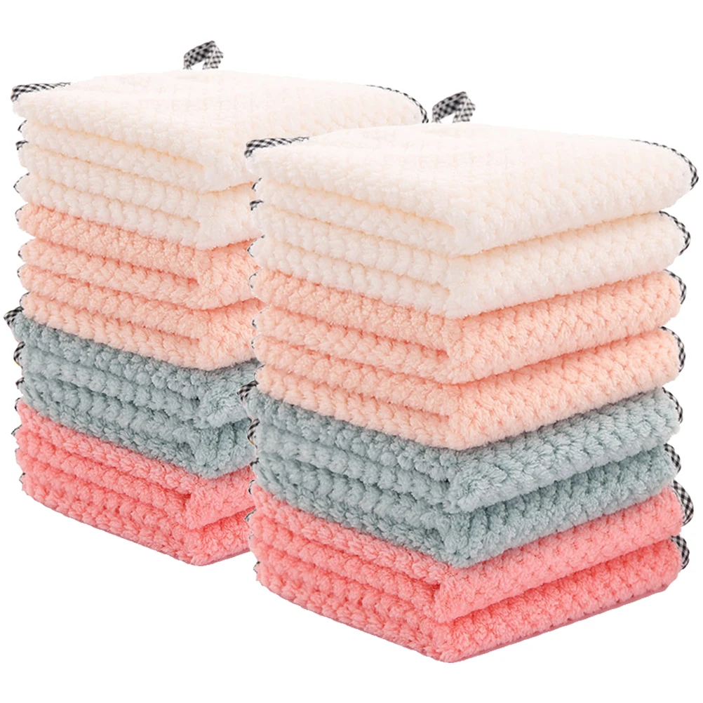 

16pcs Kitchen Washcloths Wiping Towels Cutlery Washing Cloths Supple Reusable Dish Cleaning Cloths Microfiber Towels Household