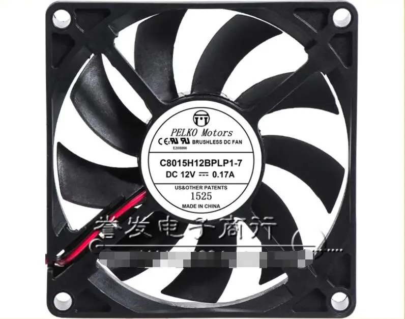 

Ltsf For PELKO C8015H12BPLP1-7 DC 12V 0.17A 80x80x15mm 2-Wire Server Cooling Fan8cm