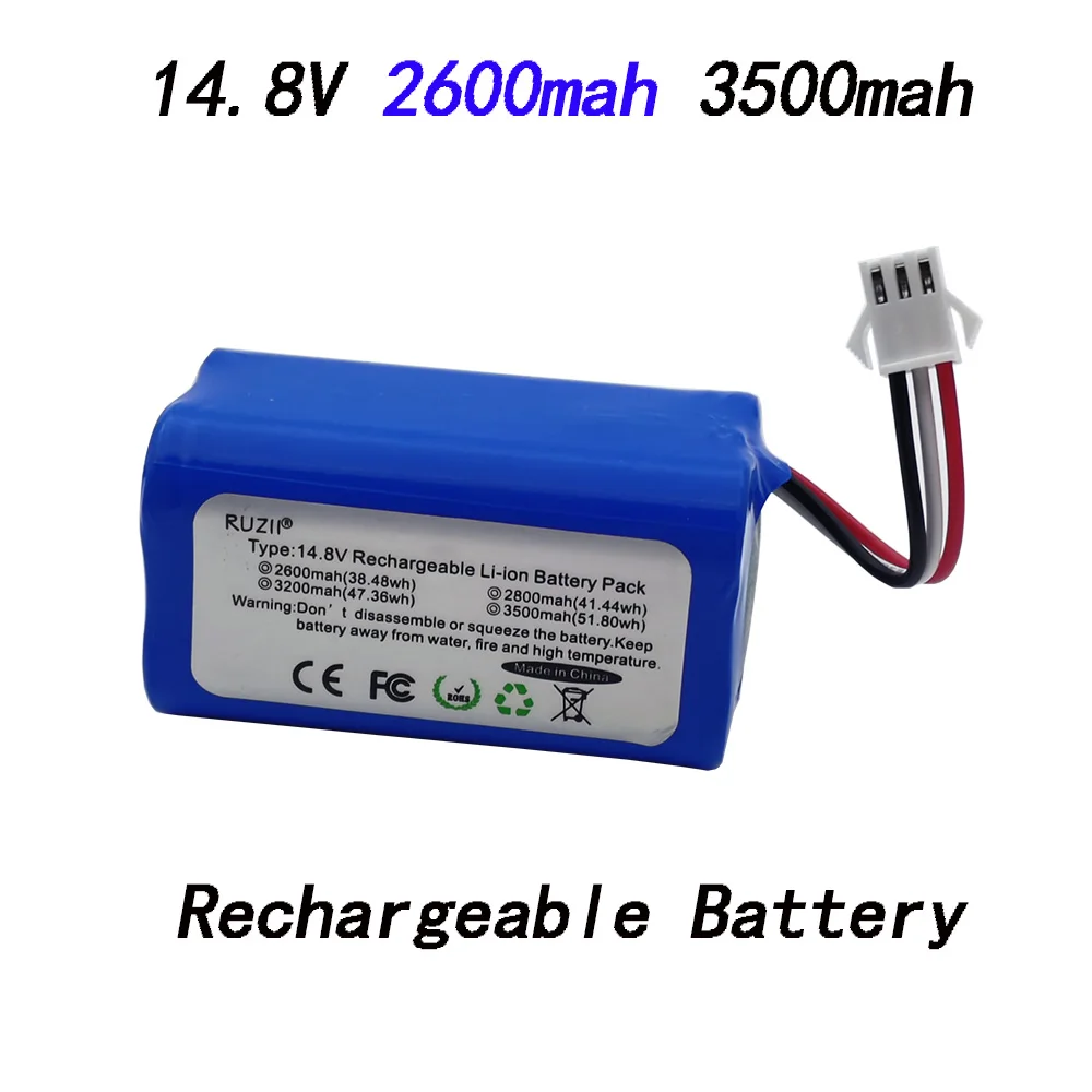 Rechargeable14.4 V14.8 V 2600mAh \'For Ropo Glass 2 Robot Vacuum Cleaners 18650 Li-ion Cell lindrical Rechargeable Battery Pack