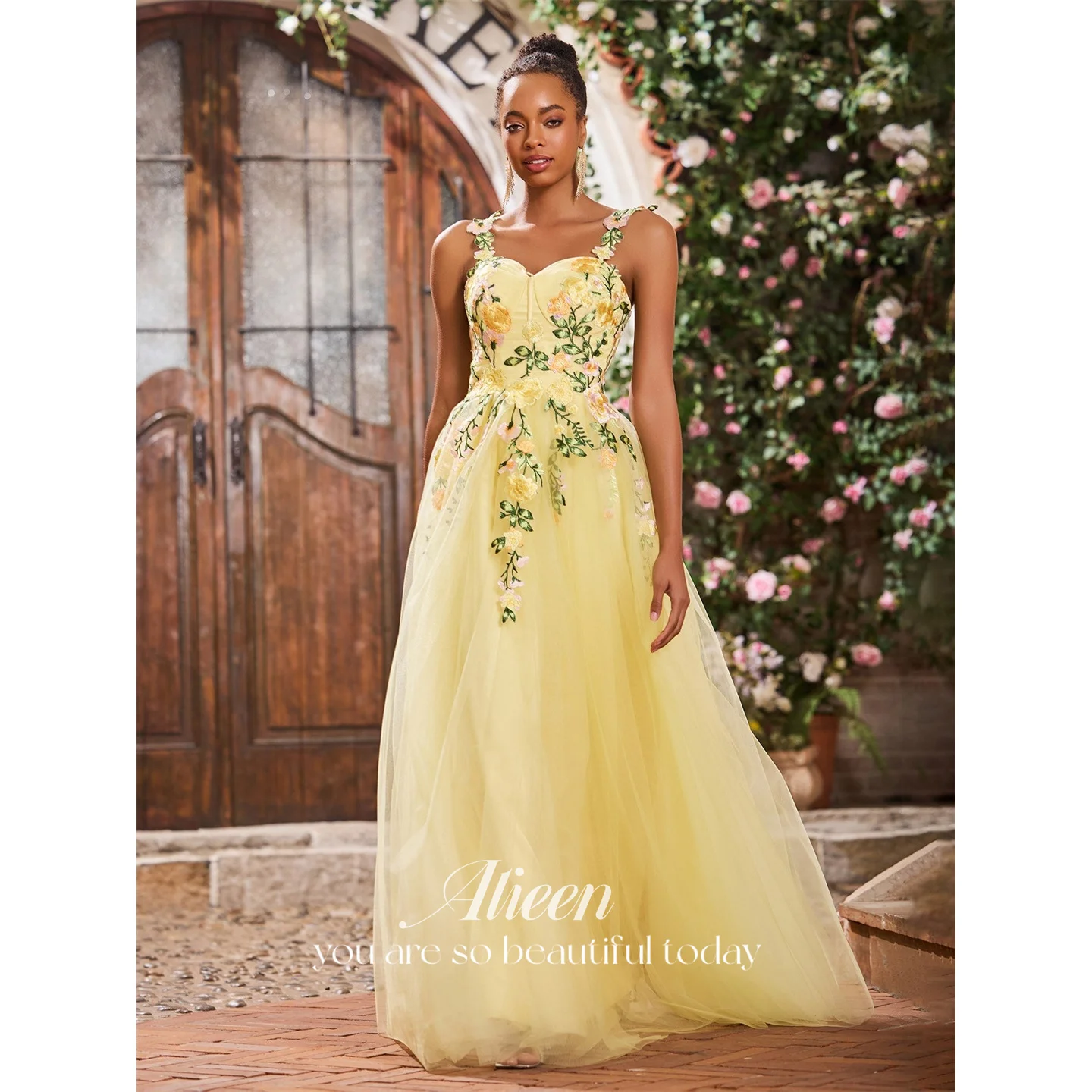 

Aileen Tulle Sweetheart Yellow Ball Gown Evening Dress 2026 Prom Dress Prom Customized Women's Floral Elegant Gala Banquet