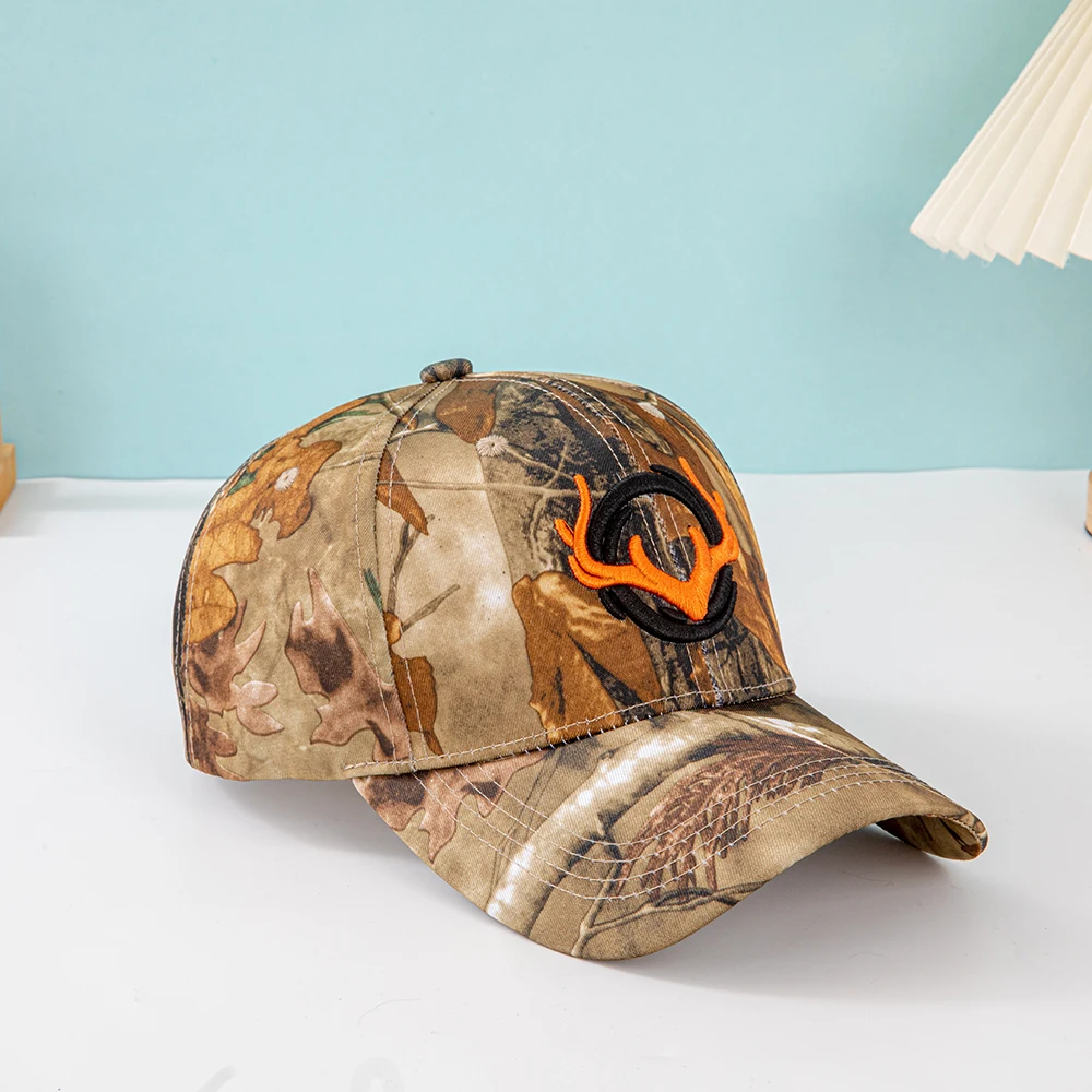 Modische Baseballkappen mit Hörner-Stickerei für Männer und Frauen Tarnmuster Taktischer Sonnenhut Frühling Herbst Outdoor-Sport Angeln Visiere – Detail 6