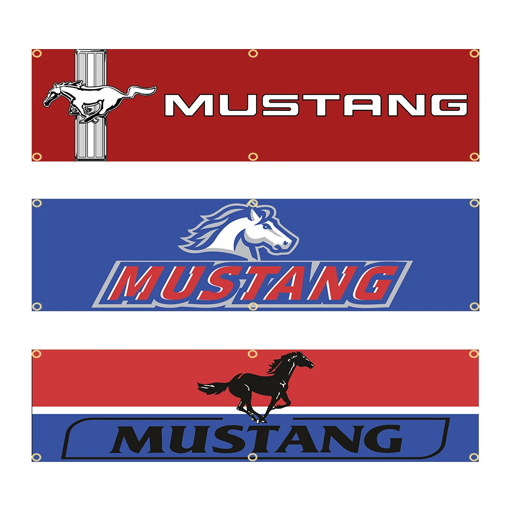 60X240cm Mustangs Banner Flag Polyester Printed Garage or Outdoor Decoration Tapestry