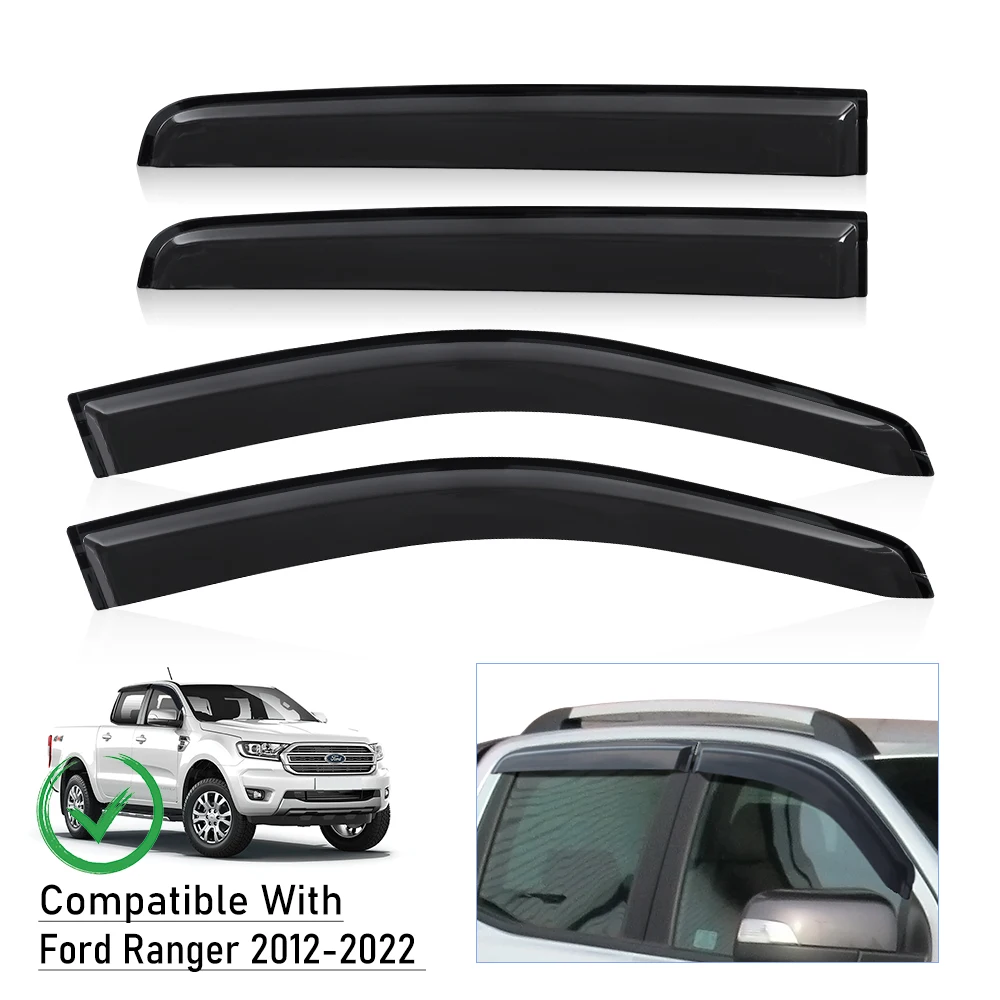 

Sun Rain Guard Window Visor Weathershield For Ford Ranger 2012~2022 Wildtrak Raptor T6 T7 T8 XL XLT PX PX2 PX3 Double Cabin