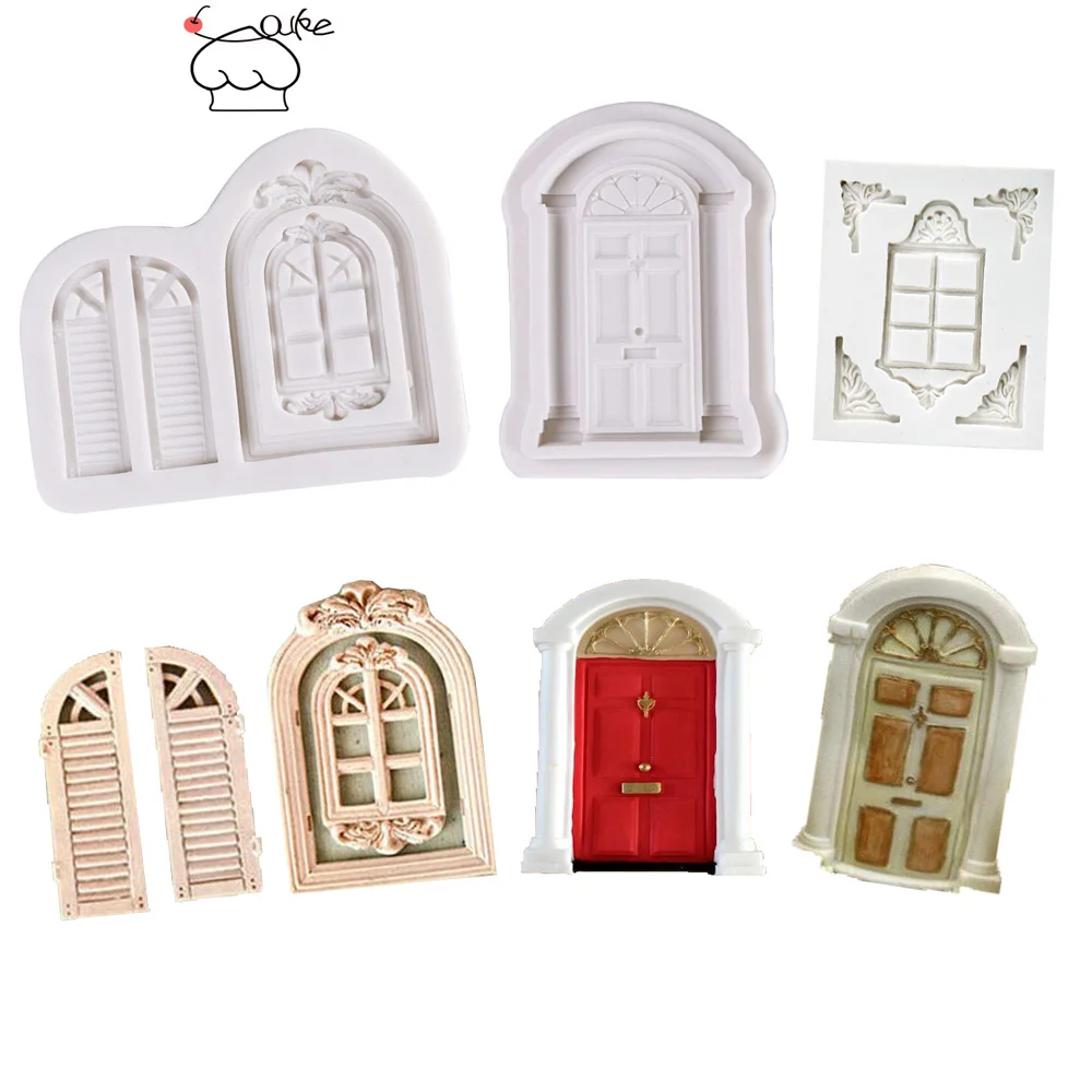 3D Door Window Silicone Mold Frame Border Fondant Cake Tool Kitchen DIY Fudge Cookies Chocolate Mold Plaster Clay Decoration