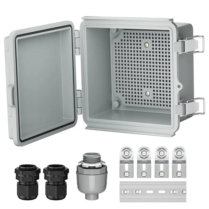 IP67 Waterproof Hinged Electrical Junction Box, Outdoor Power Distribution Enclosure