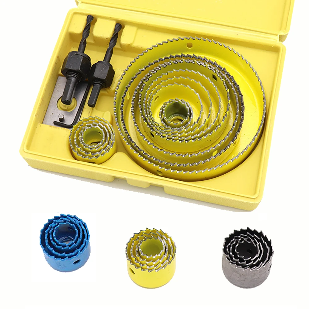

19-127mm Hole Saw Set Saw Cup Wood Crown Drill Bit For Gypsum Board Wood PVC Plastic Density Board Metal Woodworking Cutter Tool