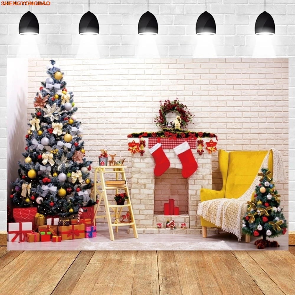 Christmas Backdrop for Photography 2024 Xmas Tree Gifts Living Room Kids Family Party Photocall Background Decor Photo Studio Pr