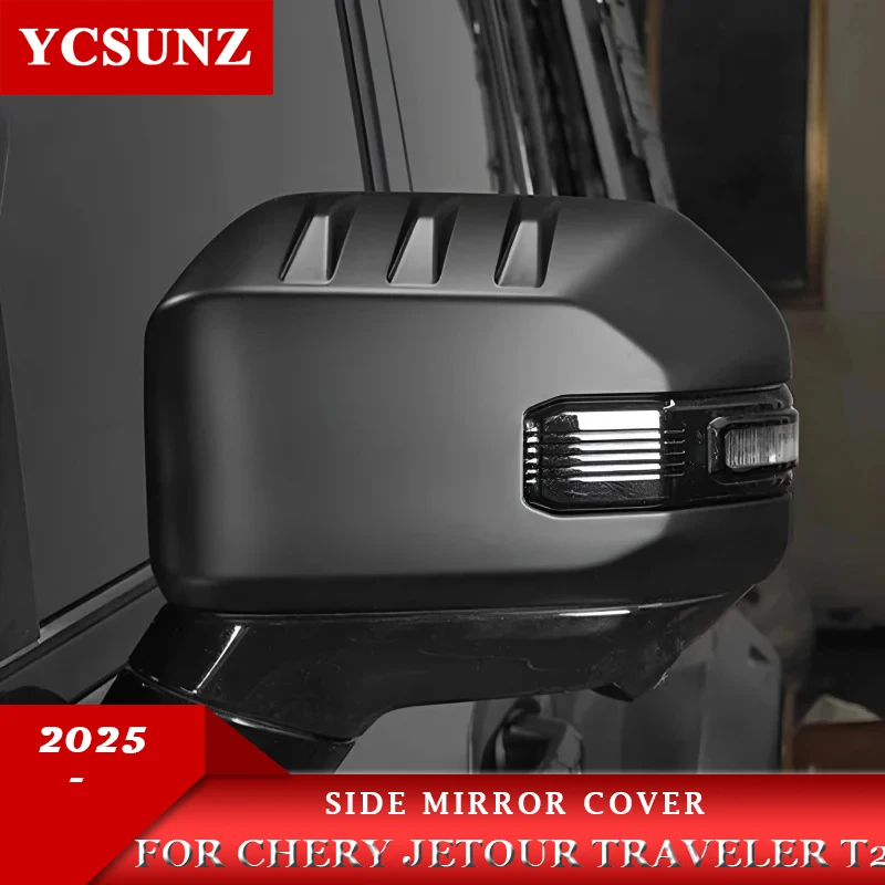 

Matte Black Rearview Mirror Cover Decorative For Chery Jetour Traveler T2 2024 2025 2026 Car Accessories