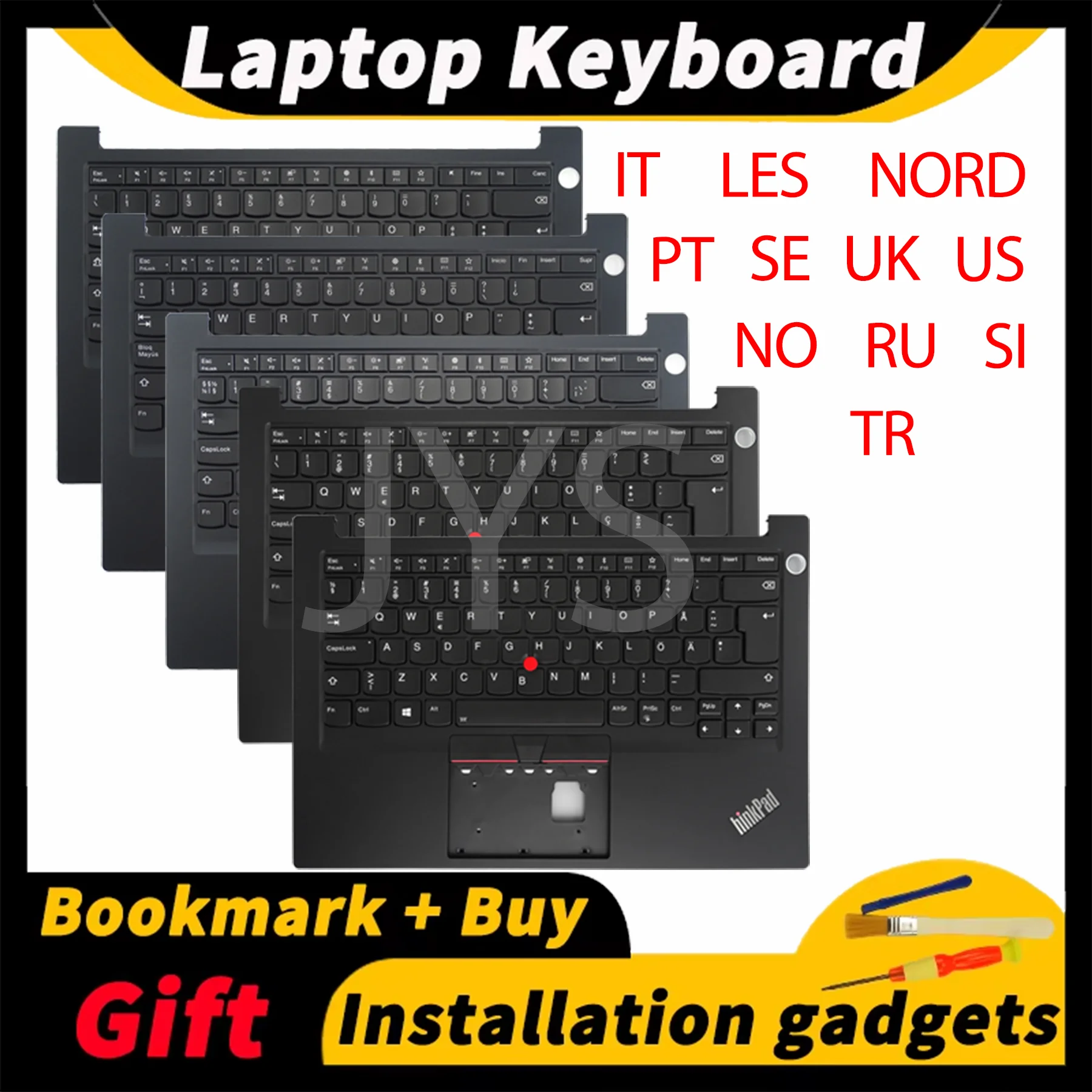 

Клавиатура с подсветкой для Lenovo ThinkPad E14 Gen1, сборка C-shell, раскладка IT/LES/NORD/PT/SE/UK/US/NO/RU/SI/TR