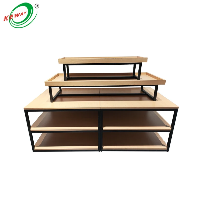 Keway Multi-Layer Store Gondola MDF Cosmetics Display Rack Supermarkt Display Regal Holzregal Werbe-Display-Tisch