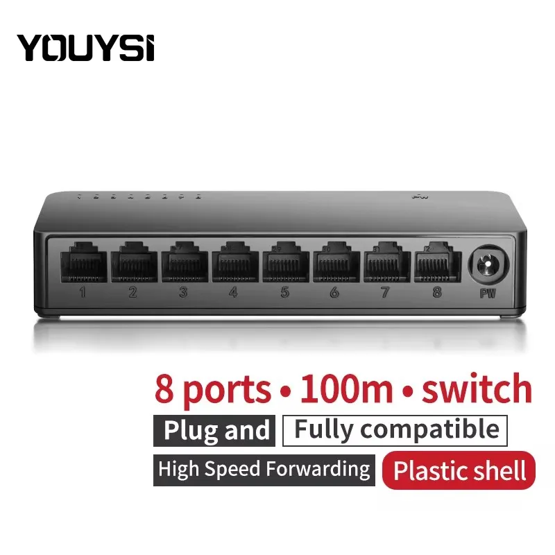 

Youysi 10/100 м YYS-1008M 8 портов высокоскоростной мини-сетевой коммутатор RJ45 100 Мбит/с быстрый сетевой коммутатор Ethernet