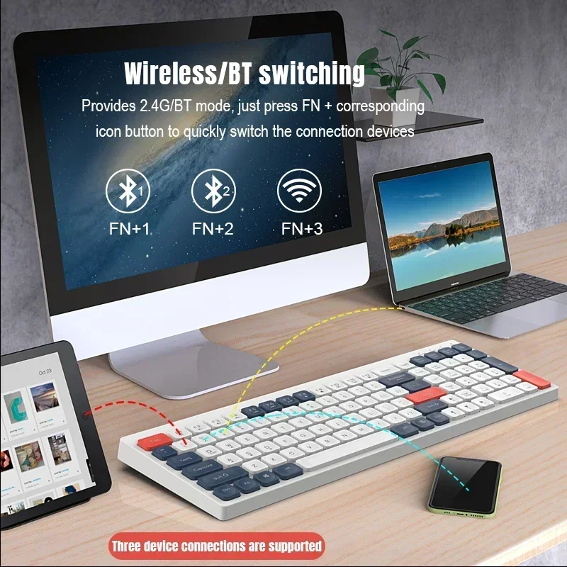 Wireless Keyboard Mouse Set Double Modes 2.4G Bluetooth-compatible Rechargable Mini Wireless Keypad for Desktop Computer