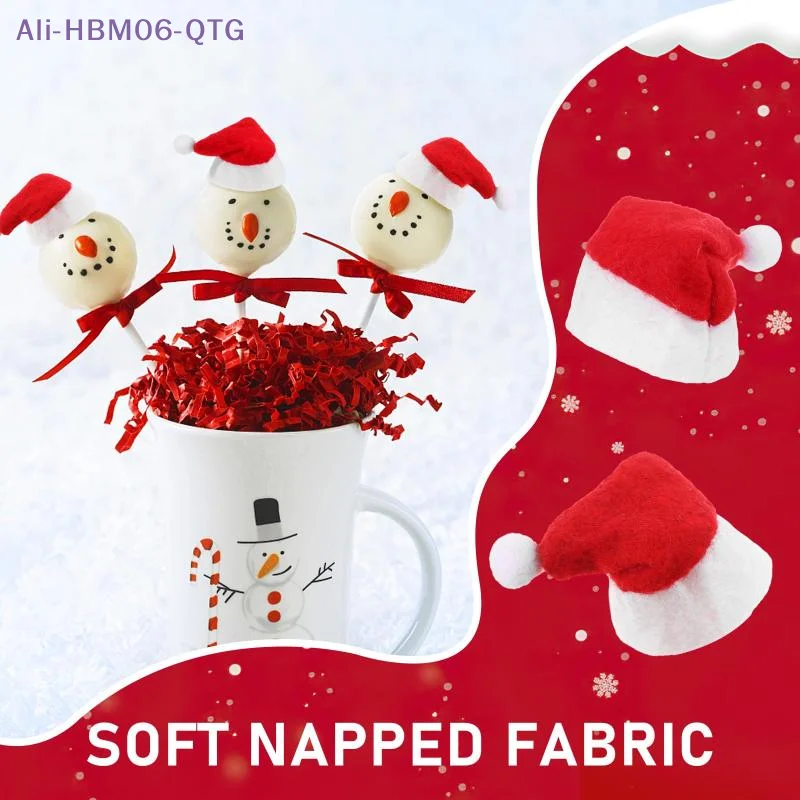 Santa Hat Plush - ใหม่! หมวกซานต้าขนาดเล็ก 30 ชิ้น พร้อมพู่ปอมปอมสีขาวนุ่มน่ารัก สำหรับตกแต่งลูกอม