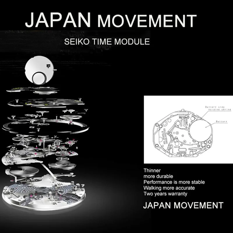 ハンナマーティン-男性用ピンクゴールドダイヤル腕時計,耐水性,高級ファッション,日本のクォーツムーブメント,革,高品質