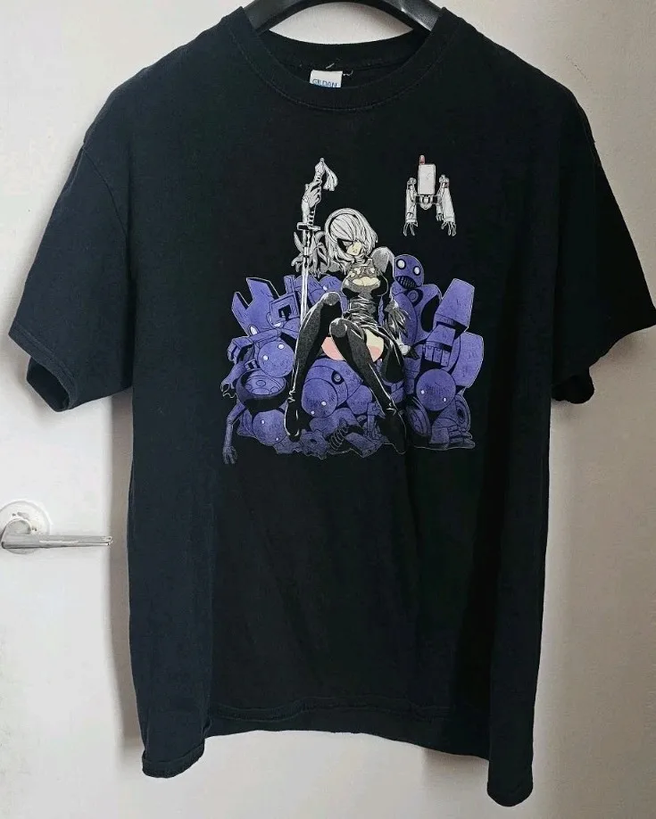 

Nier Automata 2B YoRHa Anime Gift t shirt Kawaii Waifu graphic tee 0322 Cyber Punk VY2K Clothes 100% cotton print Lange size Top