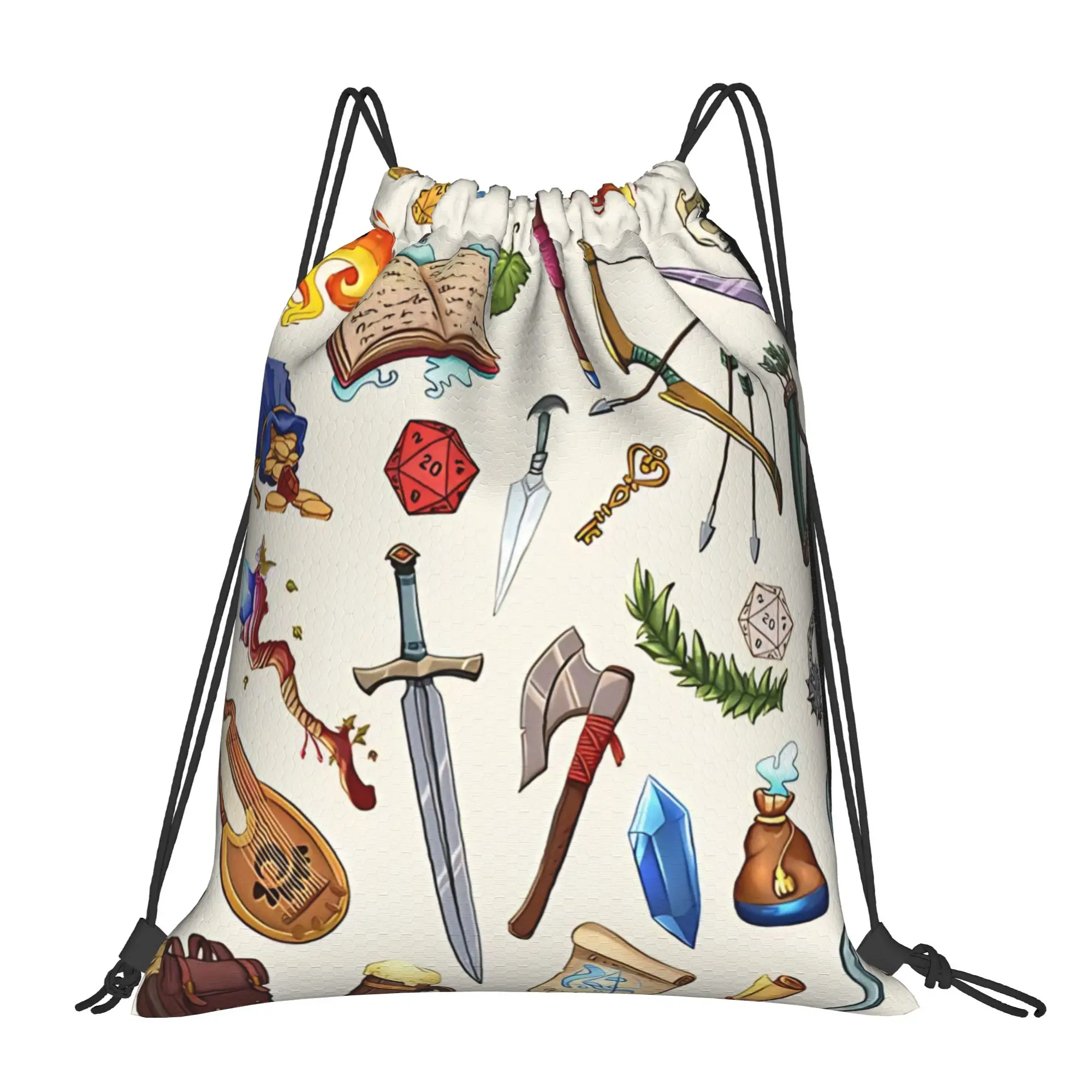 DND Gamer Graphic Portable Hiking Riding Gym Drawstring Storage Sporty Backpacks