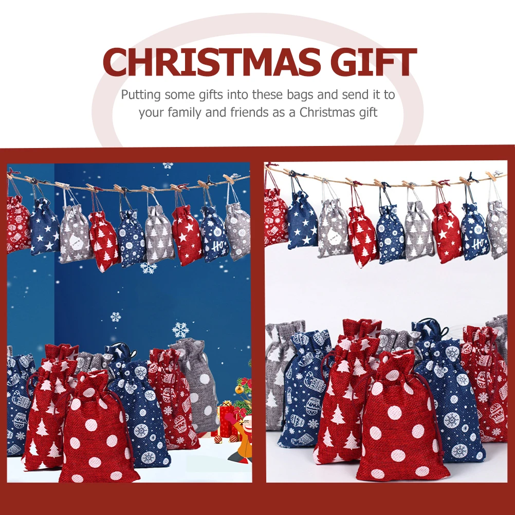 

1Set Christmas Candy Bags Premium Drawstring Gift Pouches for Holiday Treats Party Favors Gift Packaging Festive Countdown