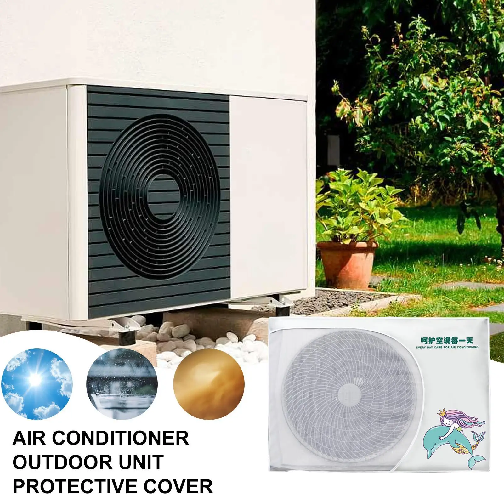 

Крышка переменного тока для внешнего блока Блок переменного тока Полное покрытие Листовая защита Внешняя сетка кондиционера Тепловыпуск Всесезонные аксессуары для