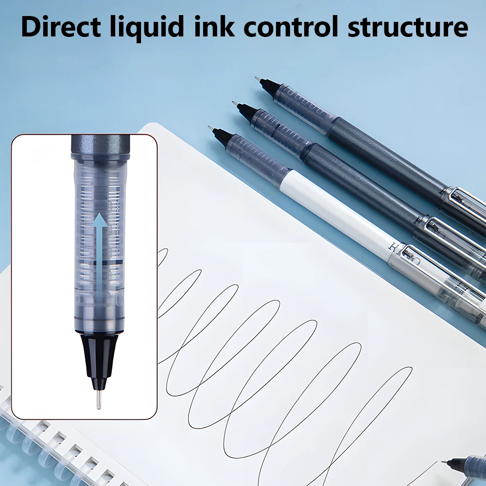 M & G 12 قطعة هلام القلم 0.5 مللي متر جل أسود أقلام التجفيف السريع حقنة كاملة قلم توقيع أقلام السائل المستقيم للطلاب مكتب الامتحان