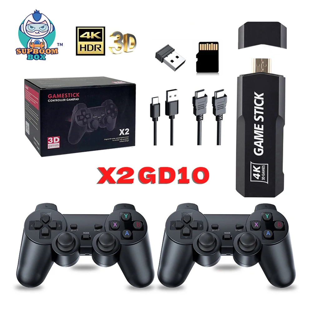 

NEW X2 PLUS GD10 Pro 4K Game Stick Game Console Wireles Controller TV 40 Emulator For PS1/N64/DC 128G 64G 3D HD Retro Video