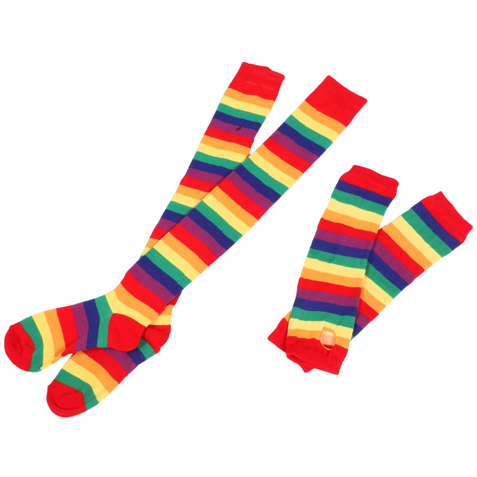 줄무늬 긴 양말 핑거리스 장갑 세트 할로윈 코스프레 테마 이벤트를위한 생생한 파티 복장 액세서리 높은