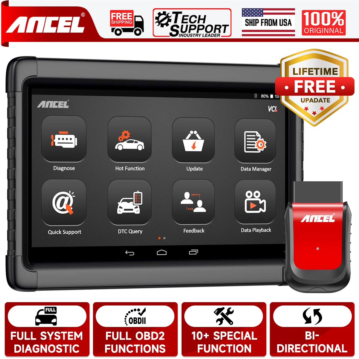 Ancel X6 OBD2 Automotive Scanner Full System Car Diagnostic Tools Code Reader ABS TPMS EPB DPF IMMO SAS Oil Reset OBD2 Scan