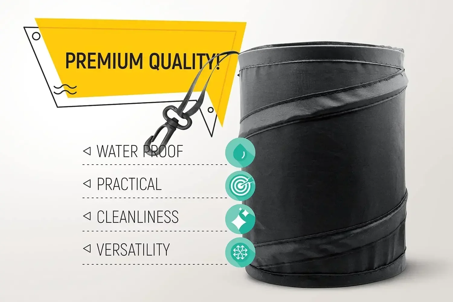 Car Trash Can, Portable Garbage Bin, Collapsible Pop-up Water Proof Bag, Waste Basket Bin, Rubbish Bin (1 Pack, Black)