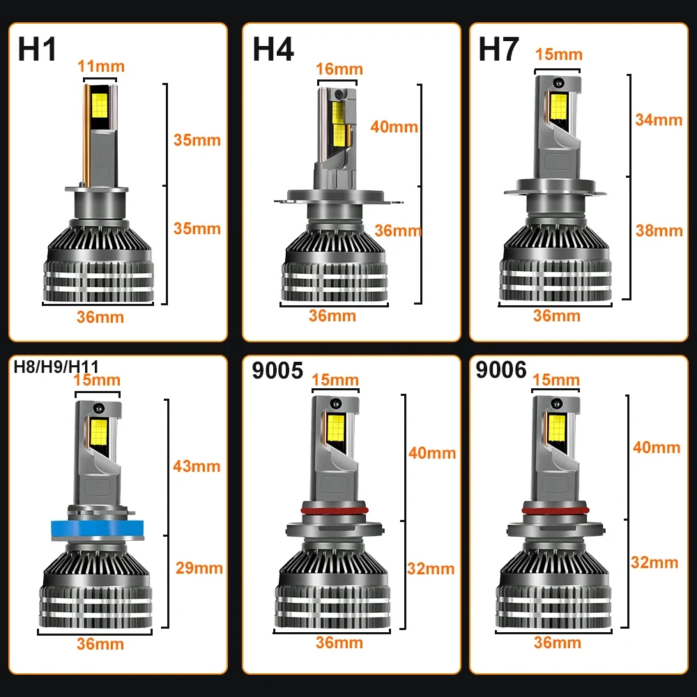 YHKOMS  300W 30000LM Canbus H4 H7 Led 9005 9006 H1 H11 Bulb Led Lamp 24 CSP 9054 Power Car Headlight Light  3 Copper Tubes