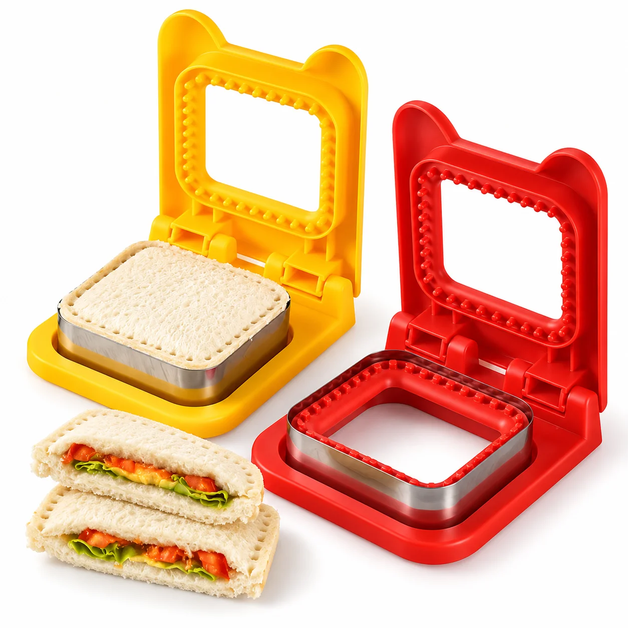 1 Stück quadratischer Brotsandwich-Schneider und -Versiegler-Set, lebensmittelecht, 2-in-1-Form zum Schneiden und Versiegeln von Gebäck, Keksen, Bento, Backzubehör für zu Hause