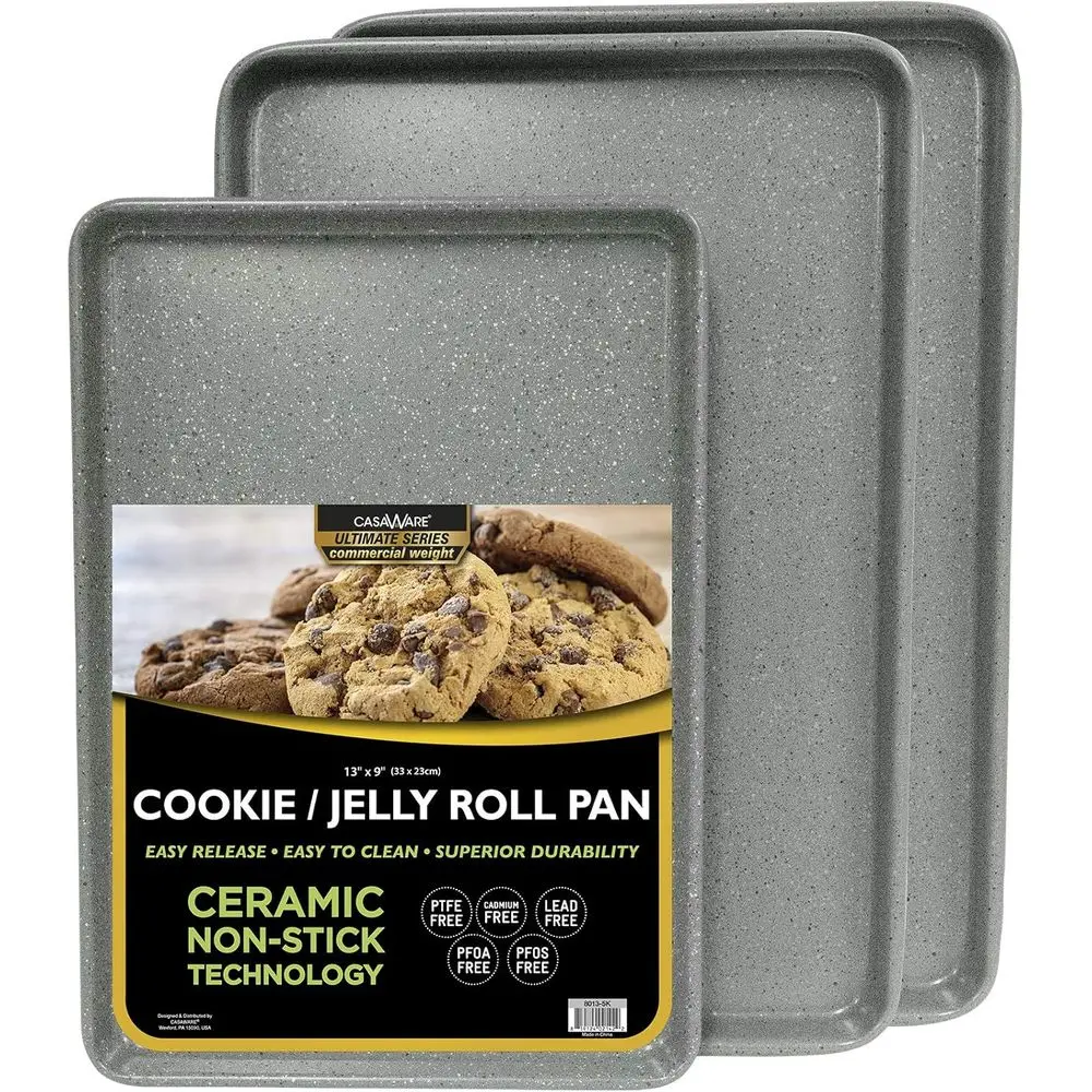 

Набор листов для печенья коммерческого веса, 3 предмета, два сковороды 15 x 10 дюймов, сковорода 13 x 9 дюймов (серебристый гранит)