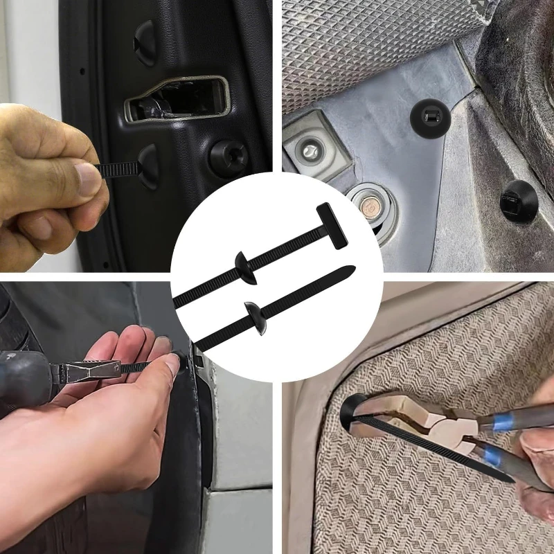 Universal Car Repair Strap Sets Heavy Duty Self Locking Nylon Ribbon Zip Ties With Through The Heart Button For Fastening