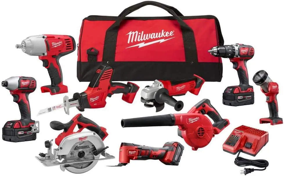 

MILWAUKEE M18 18-Volt Lithium-Ion Cordless Combo Tool Kit (9-Tool) with (3) 4.0 Ah Batteries, Charger and Tool Bag