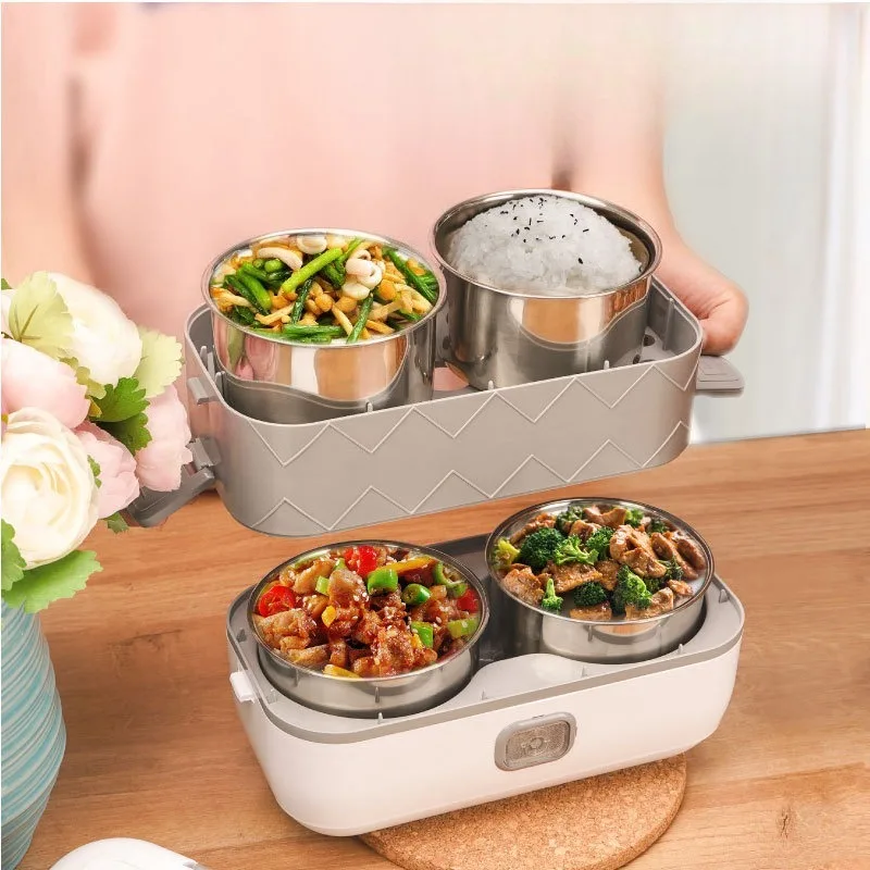 

Электрическая подогреватель еды Bento Box, портативная мини-рисоварка с функцией нагрева и пропаривания