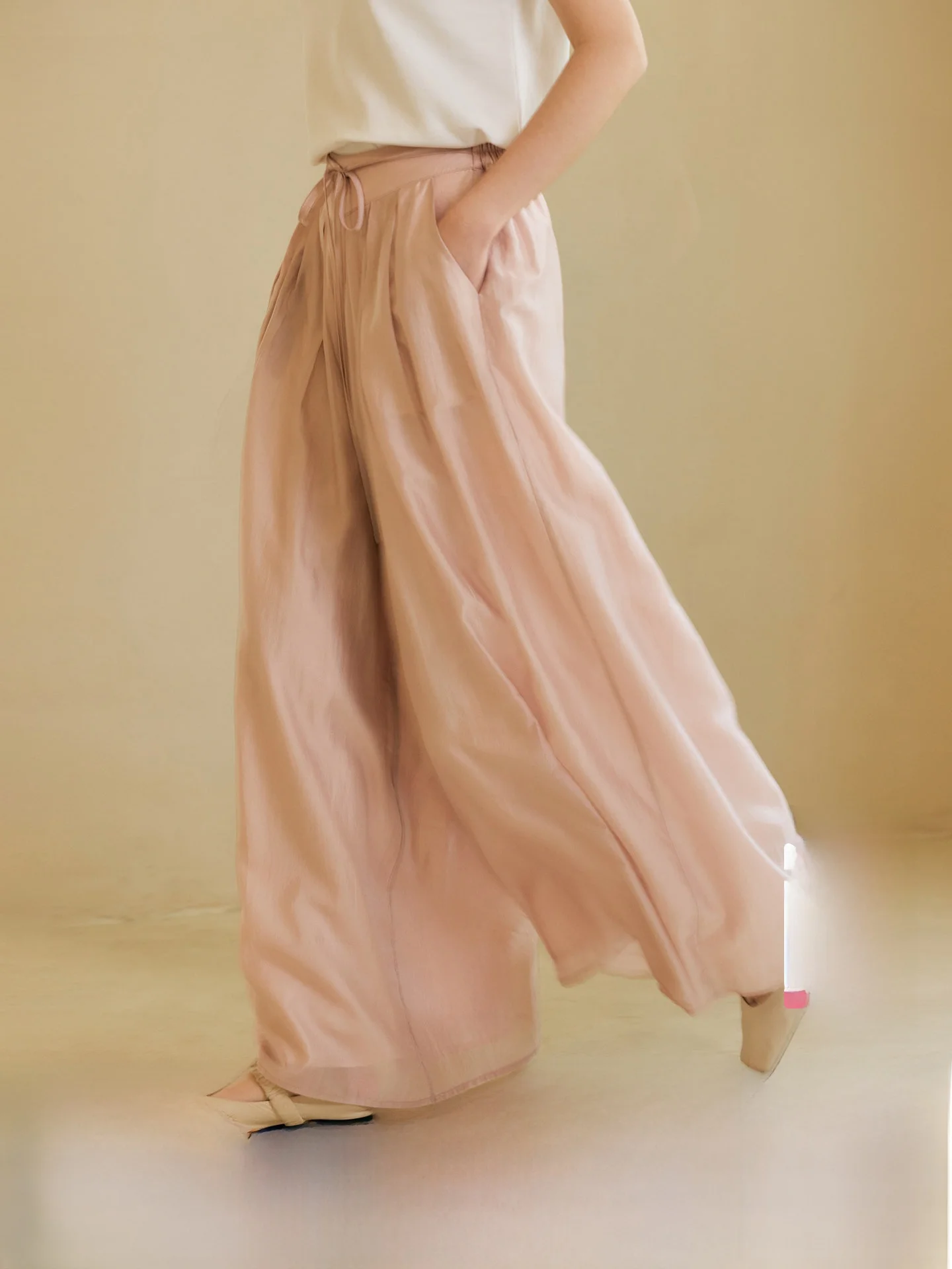 

HeyDress New Chinese Style Wide Leg Pants Women's Spring Summer Lazy High Waist Slimming Thin Silk Casual Trousers