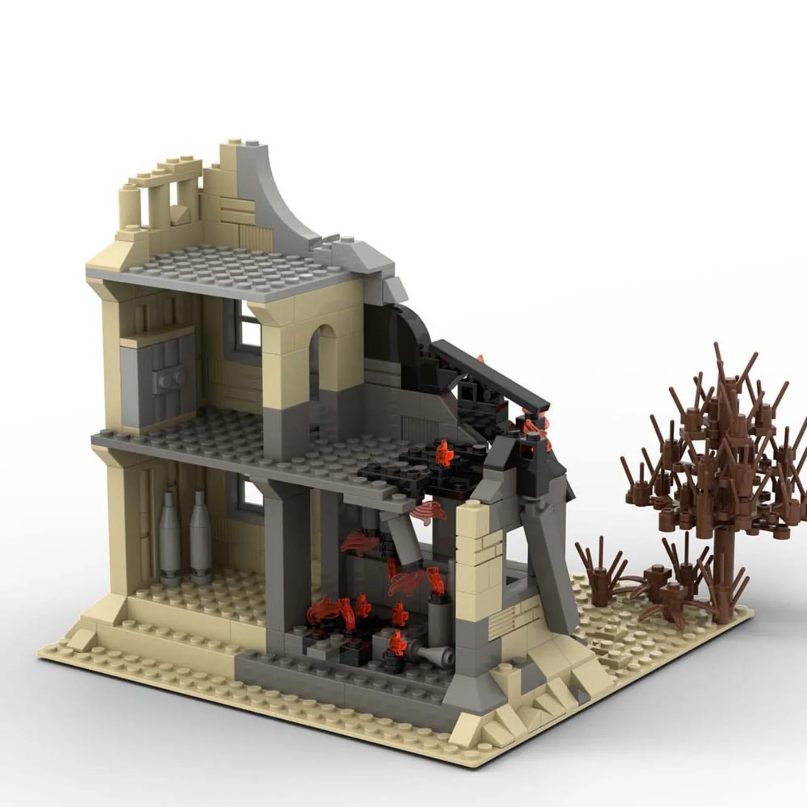 

Military Conflict Scene Compatible Building Blocks Toy Set with Battlefield Architecture Model