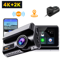 Dash Cam Dual Lens 4K+2K Front and Rear Recording Car Camera DVR Night Vision Video Recorder  Wi-Fi GPS 24h Parking Monitoring