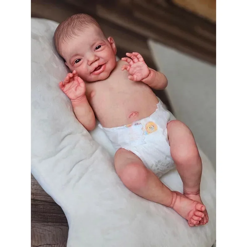 

49cm Full Body Vinyl Reborn Baby Doll Charlie Newborn Baby Size Real Picture Handmade Painting Hair Visible Veins