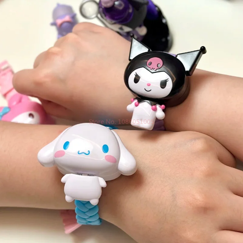 Sanrios jam tangan anak-anak mode bercahaya anak hadiah siswa jam tangan kartun Anime lucu Kuromi Melody Cinnamoroll hadiah siswa